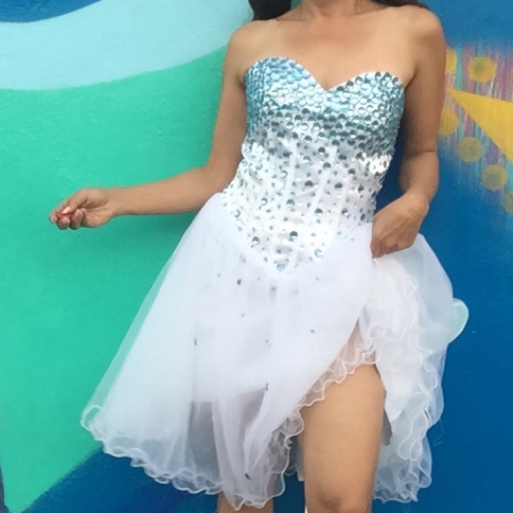 Handmade rhinestones dress prom party size M/L - Picture 2 of 8